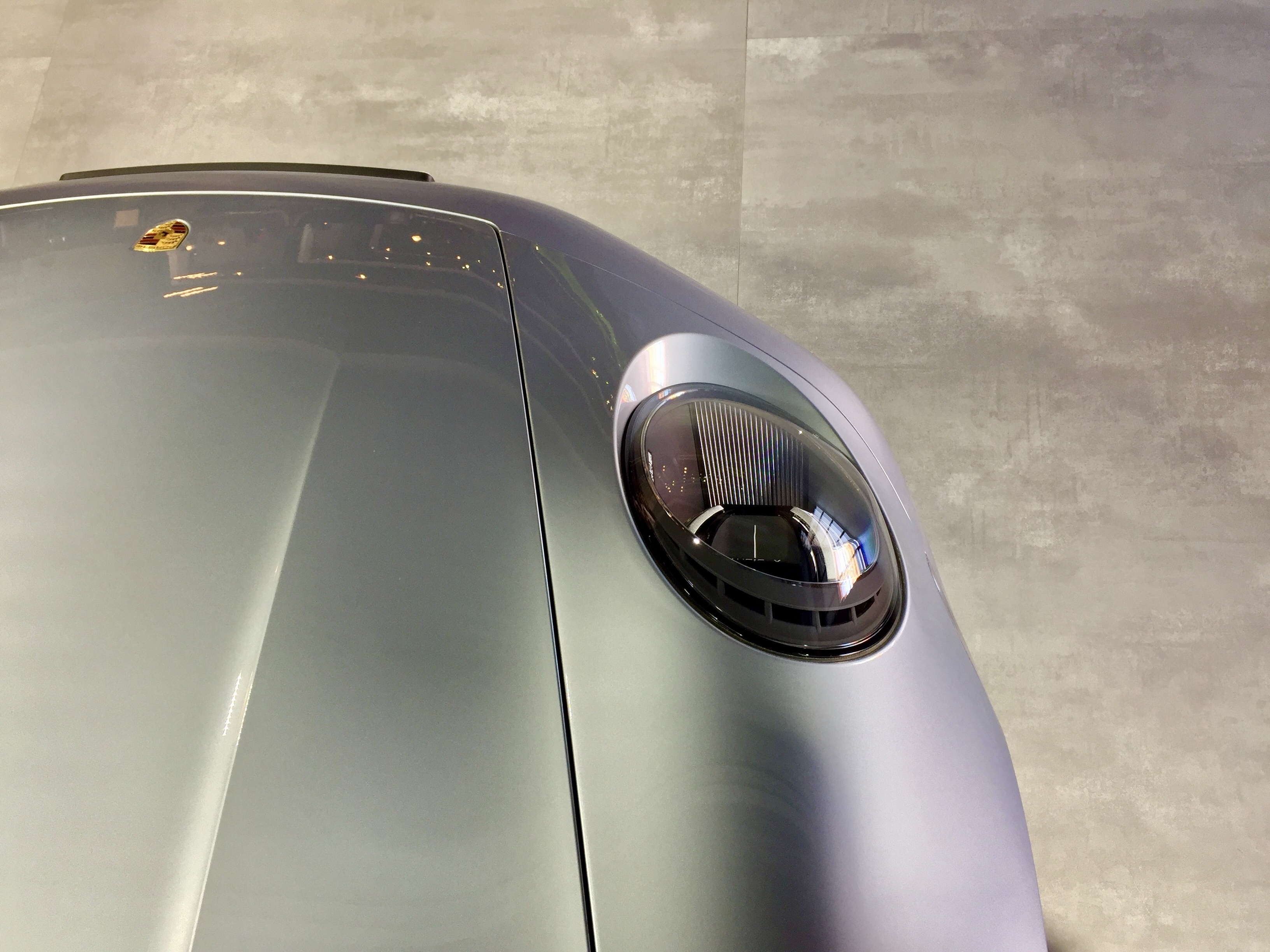 991-series Porsche 911 Carrera headlight and front wing viewed from above