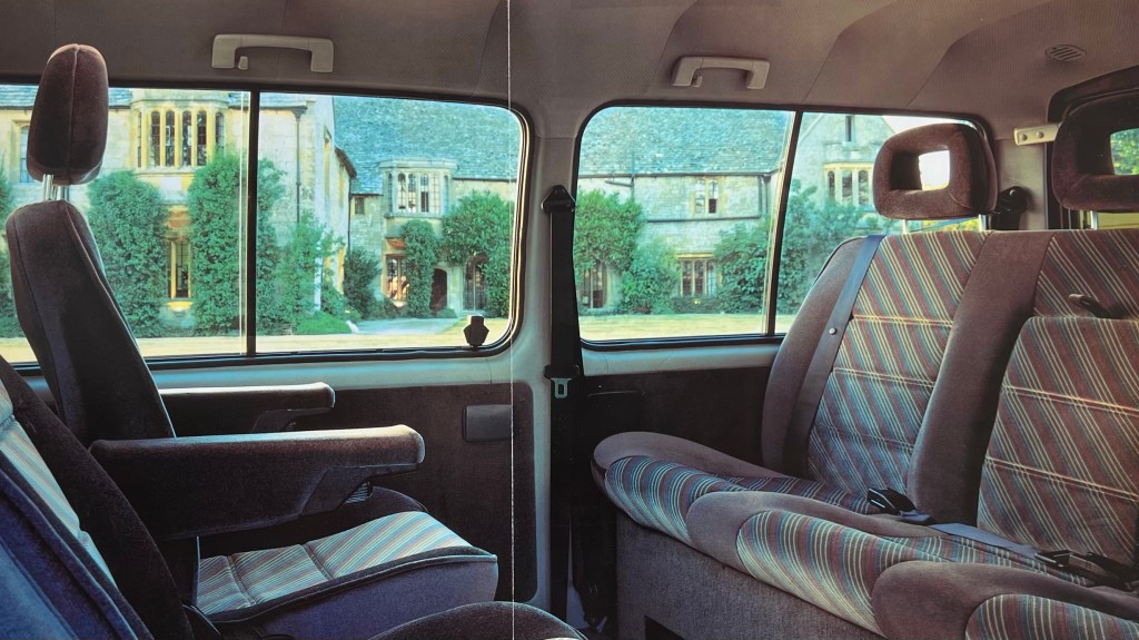 Rainbow-striped velour as seen on the second- and third-row seats of a Vauxhall Albany