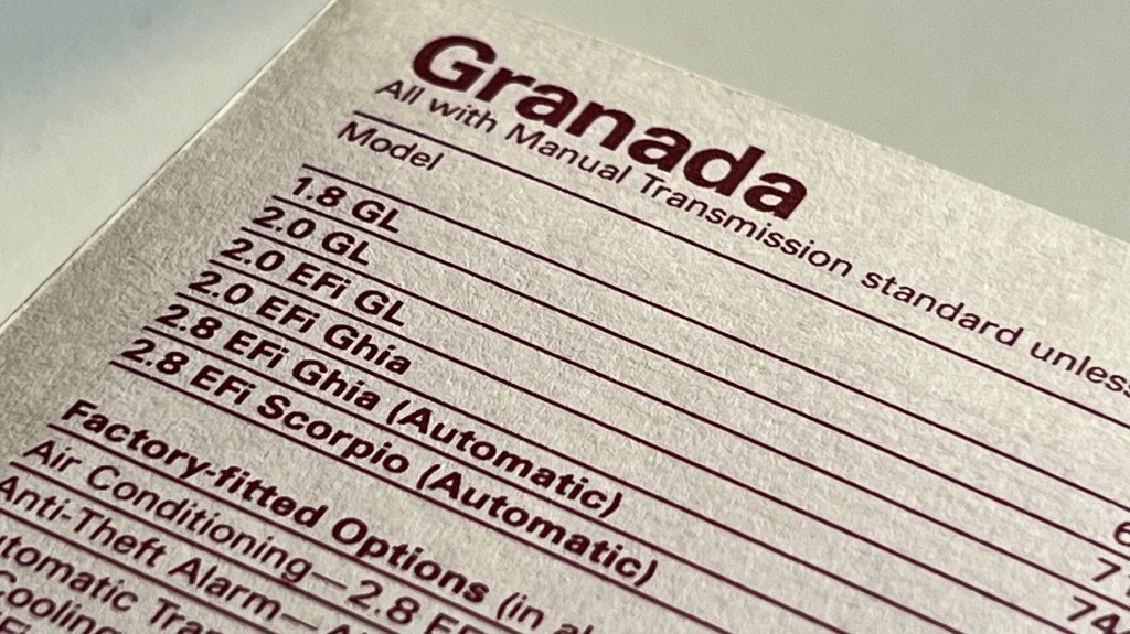 Ford Granada price list from launch in May 1985